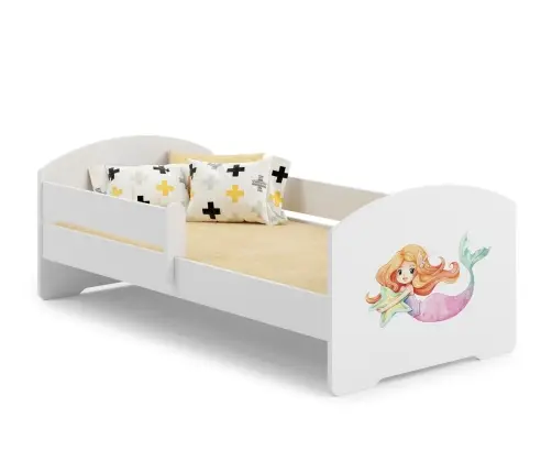 Детская кровать LUK 140x70 с бортиком и матрасом Mermaid