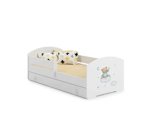 Vaikiška lova LUK 160x80 su stalčiumi ir čiužiniu Blue Teddy Bear