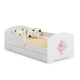 Kids Bed LUK with Drawer and Mattress 160x80 Princess in a crown
