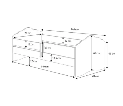 FALA 140x70 bērnu gulta ar drošības barjeru Princess in a crown