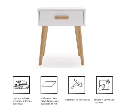 Luna bedside cabinet white, bedside table