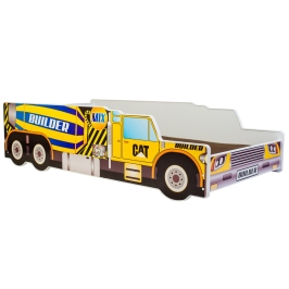 RIKO Kids Concrete Mixer Car Bed with Mattress 140x70