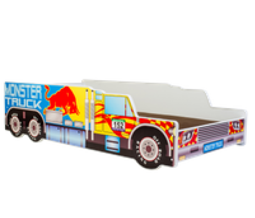 Bērnu auto gulta RIKO 140x70 ar matraci, Monster Truck