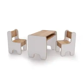 Children's Timi table and two chairs MDF colour white / oak craft gold