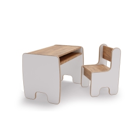 Children's Timi table + chair MDF colour white / oak craft gold