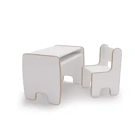Children's Timi table + chair MDF colour white