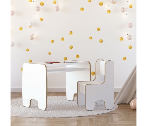 Children's Timi table + chair MDF colour white