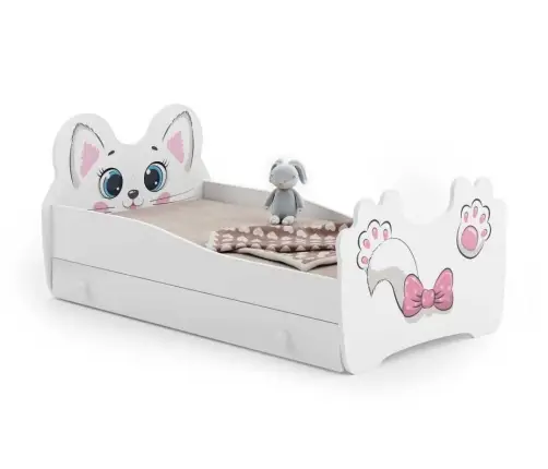 Односпальная кровать Pink Cat 160x80 с ящиком и матрасом