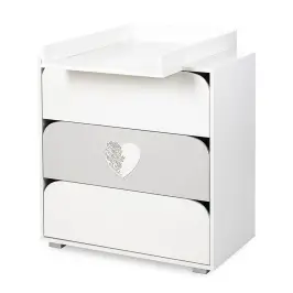 Комод c пеленальным столиком Klups NEL HEART WHITE-GREY