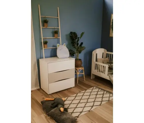 Kumode ar pārtinamo galdiņu Klups NATI WHITE-GREY