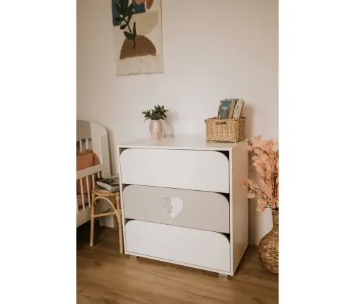 Komoda su vystymo lenta Klups NEL HEART WHITE-GREY