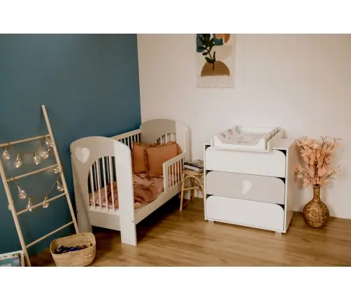 Komoda su vystymo lenta Klups NEL HEART WHITE-GREY