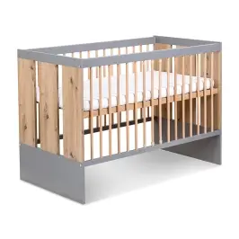 Bērnu gulta KLUPS ar aizsargbarjeru PAULINE GRAPHITE-OAK 120x60