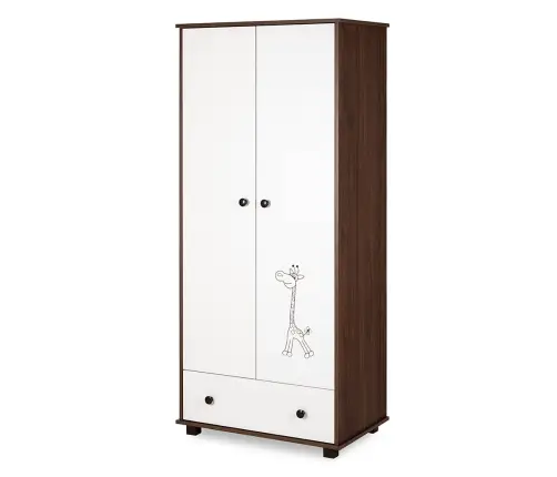 Two-door wardrobe Klups SAFARI GIRAFFE WHITE-WALNUT
