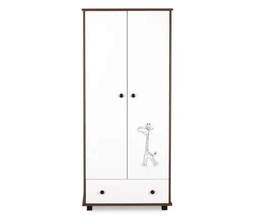 Two-door wardrobe Klups SAFARI GIRAFFE WHITE-WALNUT