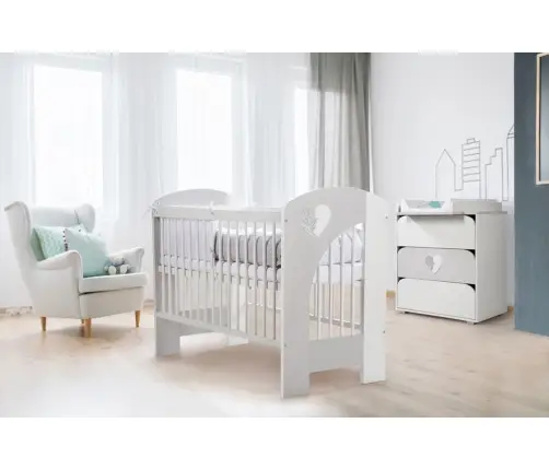 Komoda su vystymo lenta Klups NEL HEART WHITE-GREY