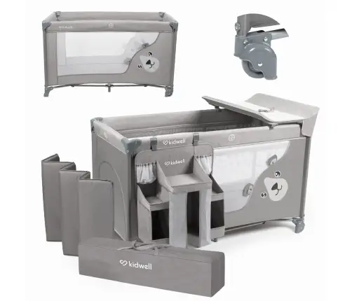 Travel cot with accessories BLISSY Gray