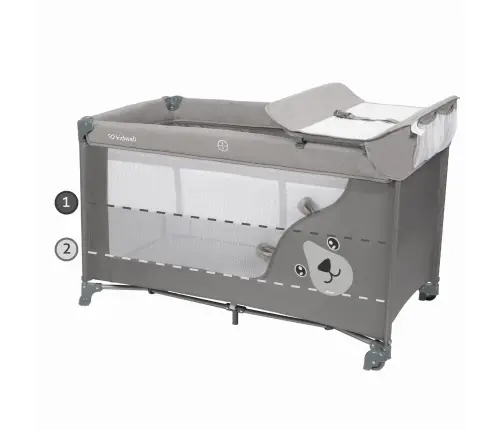 Travel cot with accessories BLISSY Gray