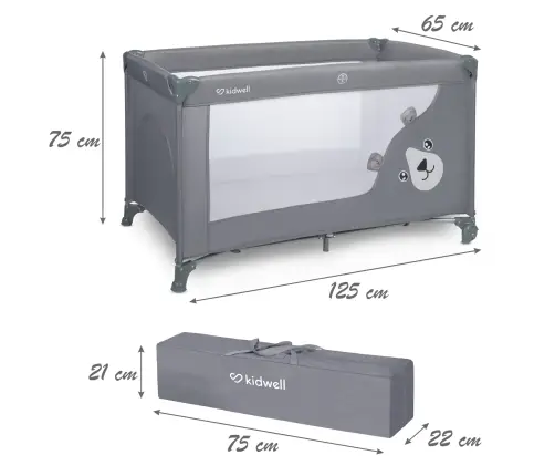 BLISSY BASIC Gray single-level travel cot