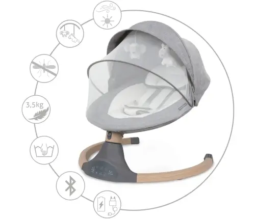 Kidwell LUXI 2-in-1 electric rocking chair Dark Melange/Wooden