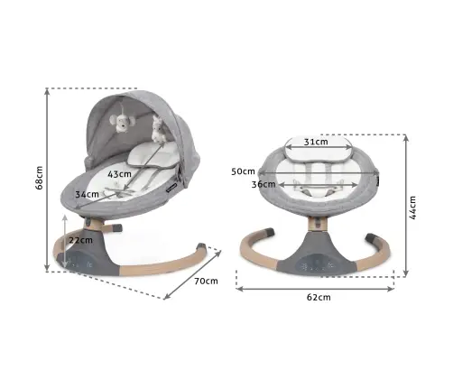 Kidwell LUXI 2-in-1 electric rocking chair Dark Melange/Wooden