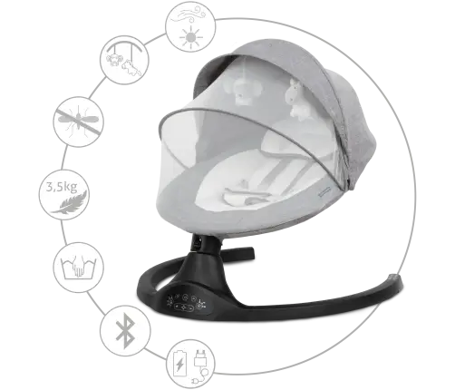 Kidwell LUXI Dark Melange/Black 2-in-1 electric baby bouncer