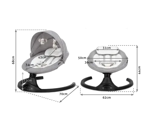 Kidwell LUXI Dark Melange/Black 2-in-1 electric baby bouncer