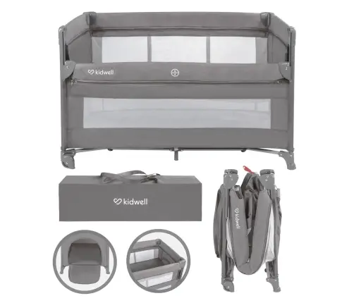 BLISSY Lift Gray two-level travel cot