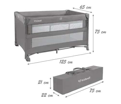 BLISSY Lift Gray two-level travel cot