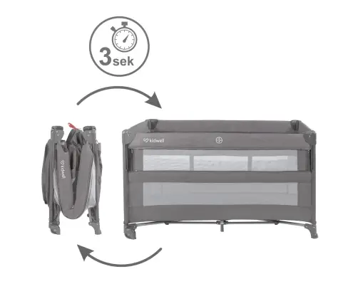 BLISSY Lift Gray two-level travel cot