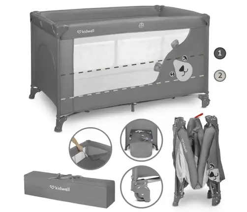 BLISSY DUO two-level travel cot Gray