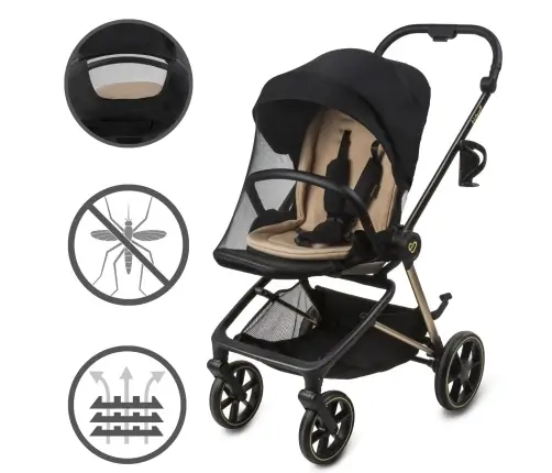 VELMONT Black/Beige stroller with bassinet