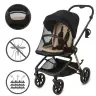 VELMONT Black/Beige stroller with bassinet