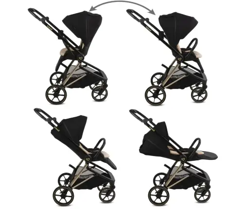 VELMONT Black/Beige stroller with bassinet
