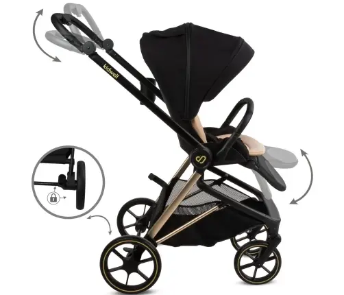 VELMONT Black/Beige stroller with bassinet