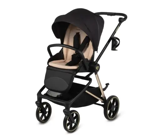 VELMONT Black/Beige stroller with bassinet