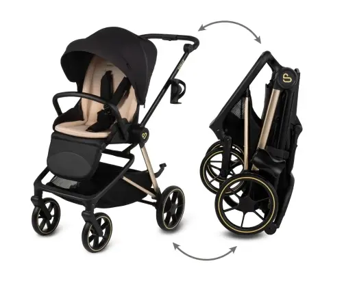 VELMONT Black/Beige stroller with bassinet