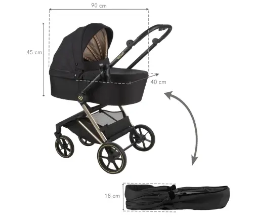 VELMONT Black/Beige stroller with bassinet