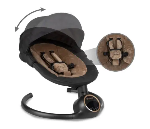 REVE Black/Gold 2-in-1 electric baby bouncer