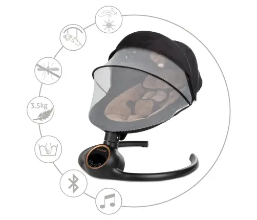 REVE Black/Gold 2-in-1 electric baby bouncer