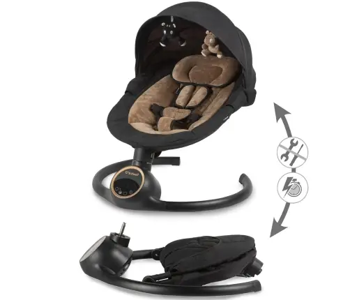REVE Black/Gold 2-in-1 electric baby bouncer
