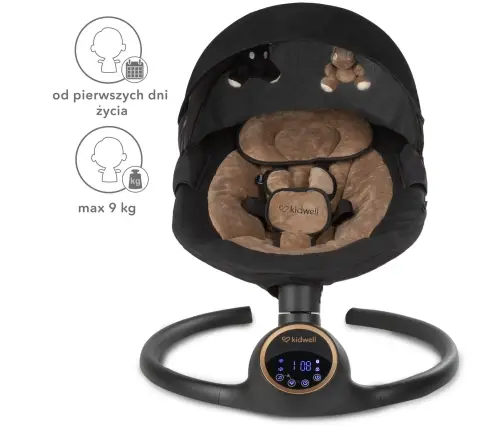 REVE Black/Gold 2-in-1 electric baby bouncer