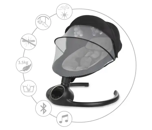 REVE Black/Silver 2-in-1 electric baby bouncer