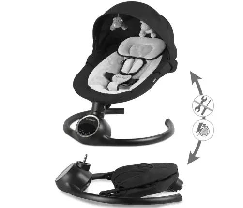 REVE Black/Silver 2-in-1 electric baby bouncer