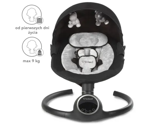 REVE Black/Silver 2-in-1 electric baby bouncer