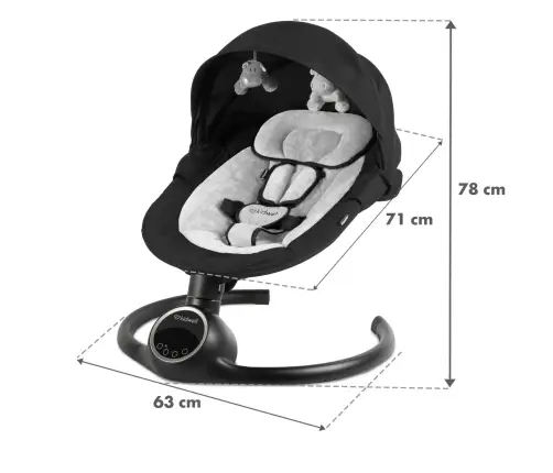 REVE Black/Silver 2-in-1 electric baby bouncer