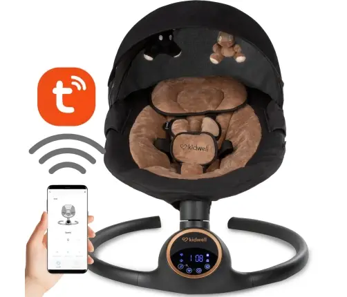 REVE Black/Gold 2-in-1 electric baby bouncer