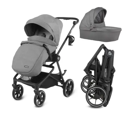 VELMONT Gray stroller with bassinet
