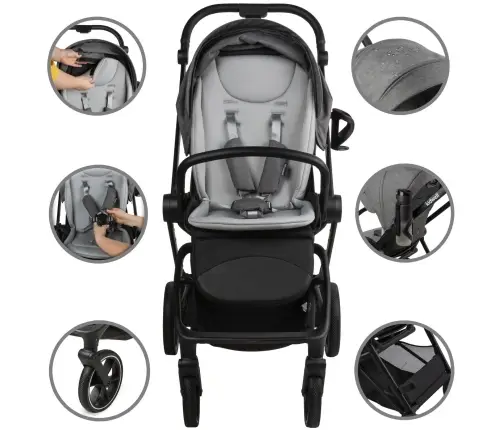 VELMONT Gray stroller with bassinet