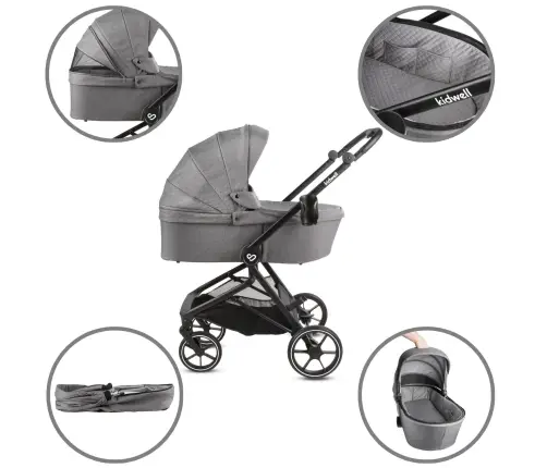 VELMONT Gray stroller with bassinet